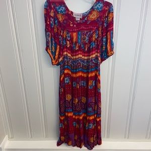 Vintage Made in India Bright Colored Kaftan Dress